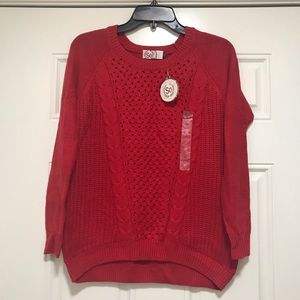 NWT SO Cable Knit Sweater- Red - Medium